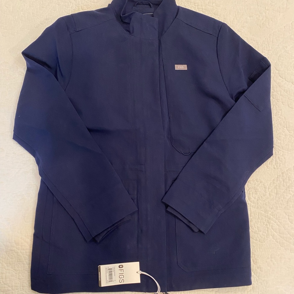 Figs Page Classic Scrub Jacket Navy Size S NWT